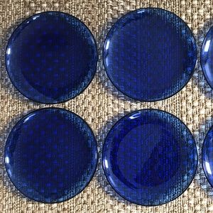 VTG Cobalt Blue 6pc Glass Dessert Salad Plates